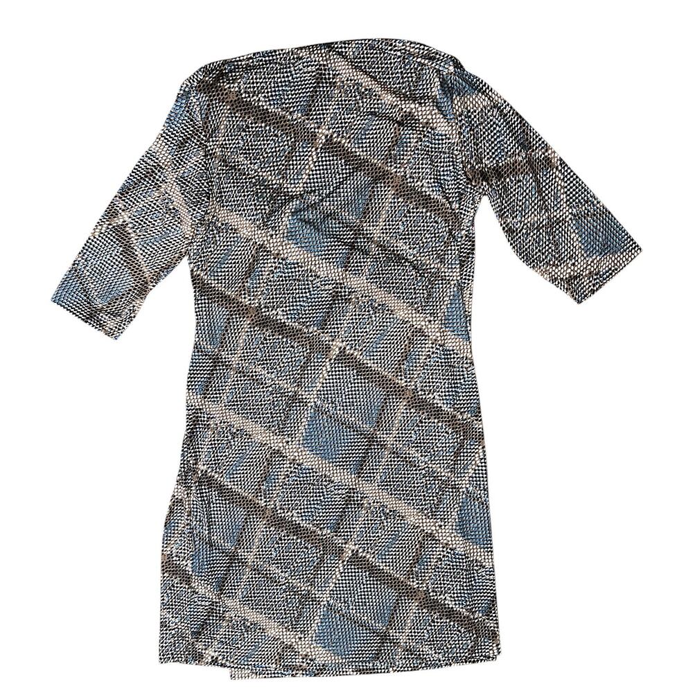 NWT Anatomie Faux Wrap Printed Marine Reptile Plaid Stretch Dress Large - Picture 4 of 7
